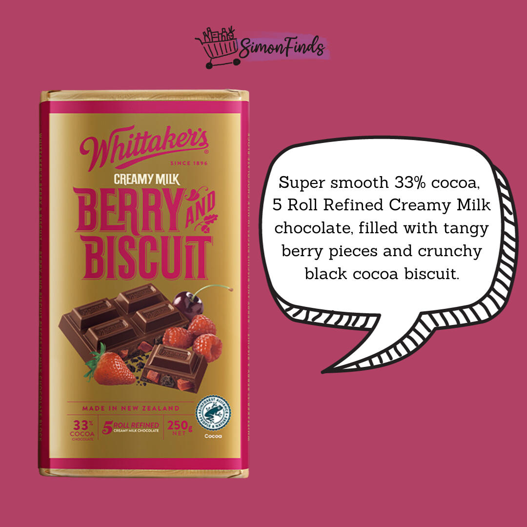 Whittaker's Chocolates - Classic Blocks - Berry and Biscuit