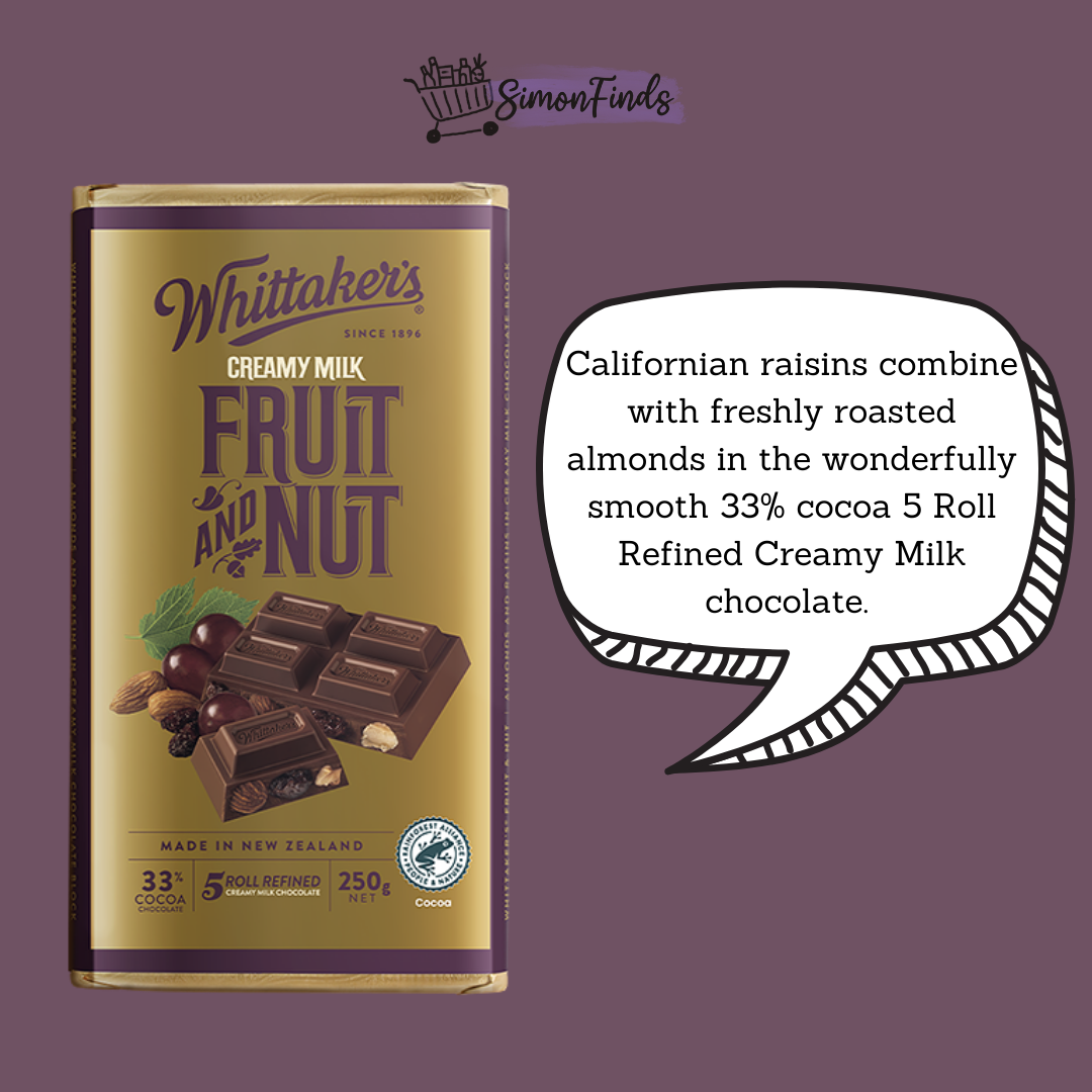 Whittaker's Chocolates - Classic Blocks - Fruit and Nut