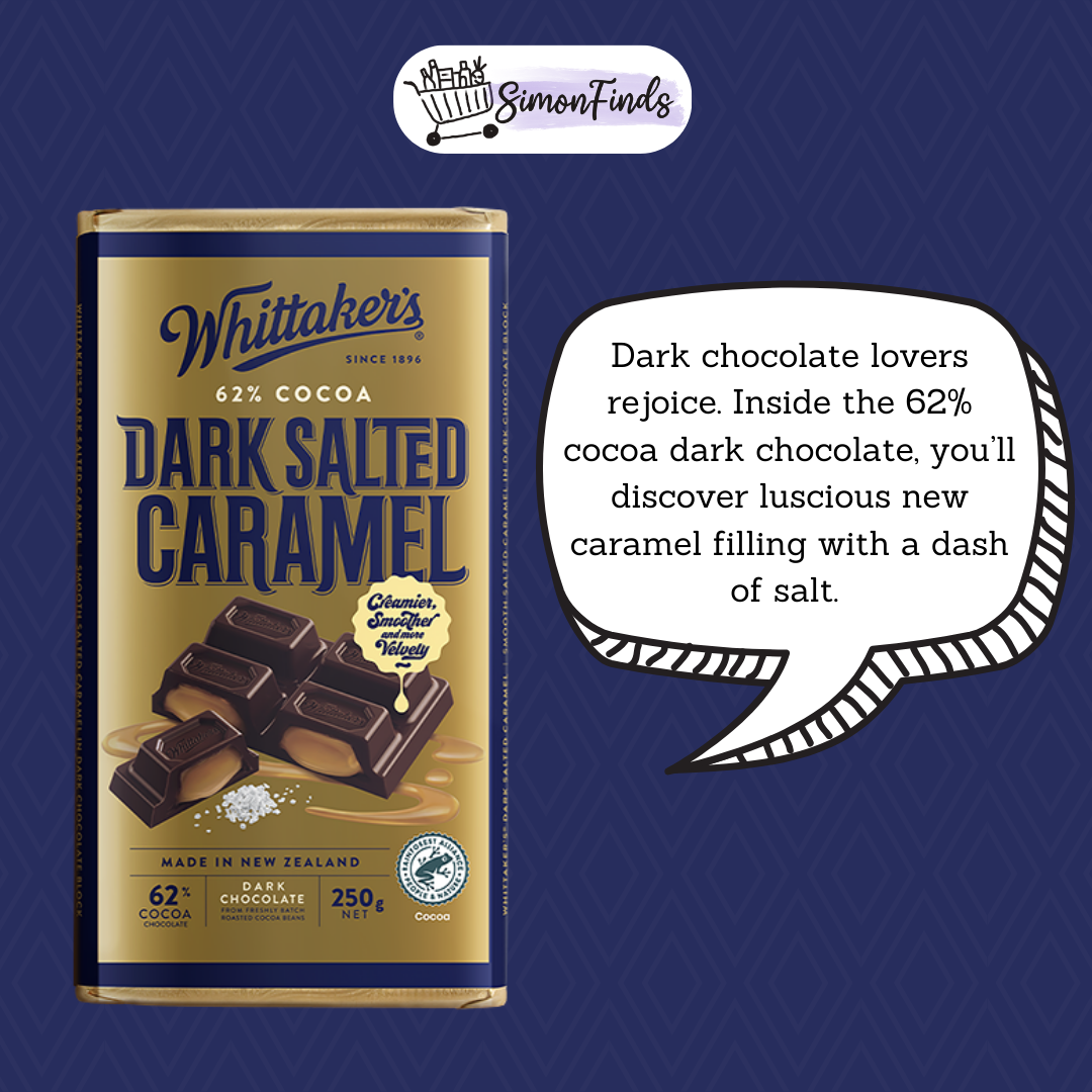 Whittaker's Chocolates - Classic Blocks - Dark Salted Caramel (62% Cocoa)