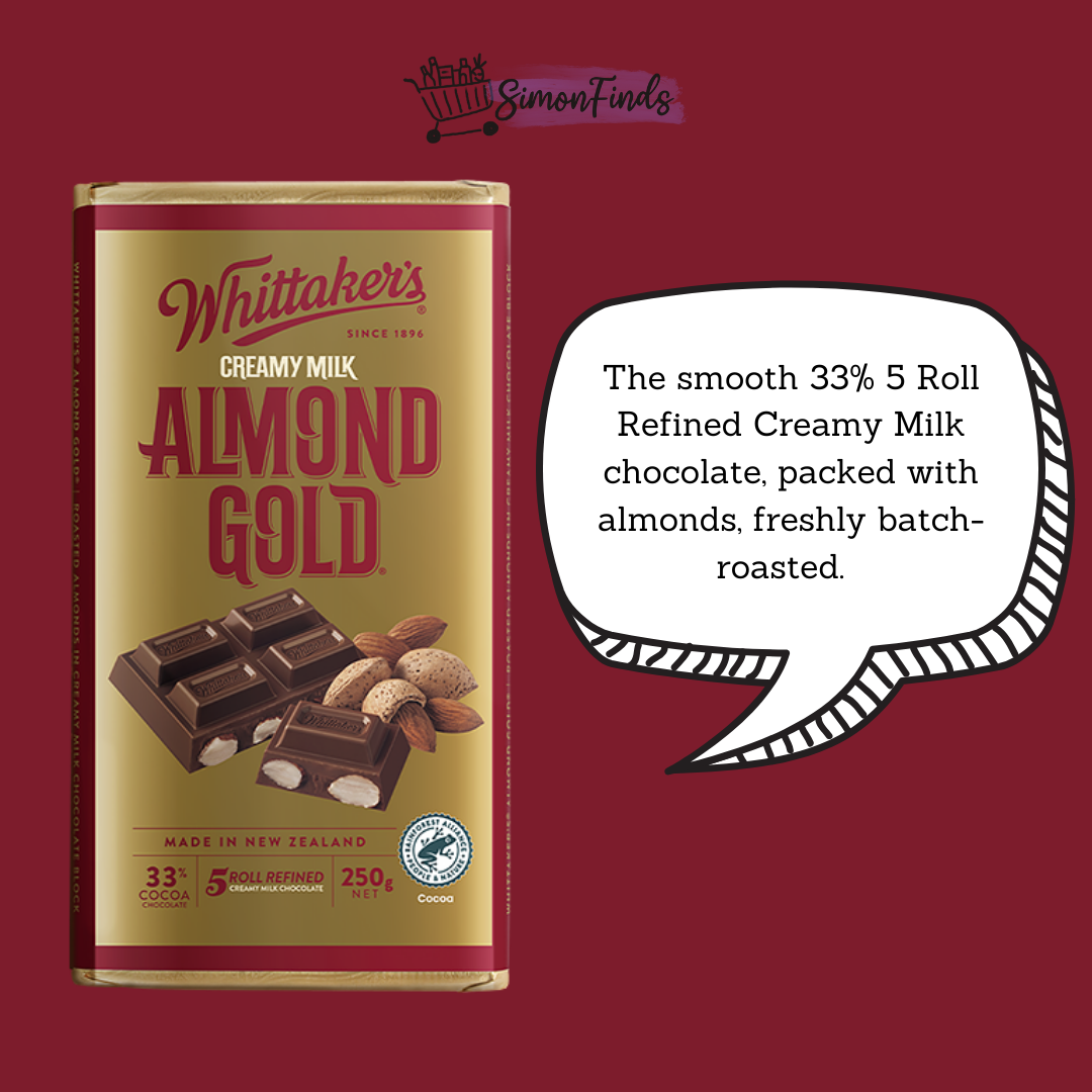 Whittaker's Chocolates - Classic Blocks - Almond Gold