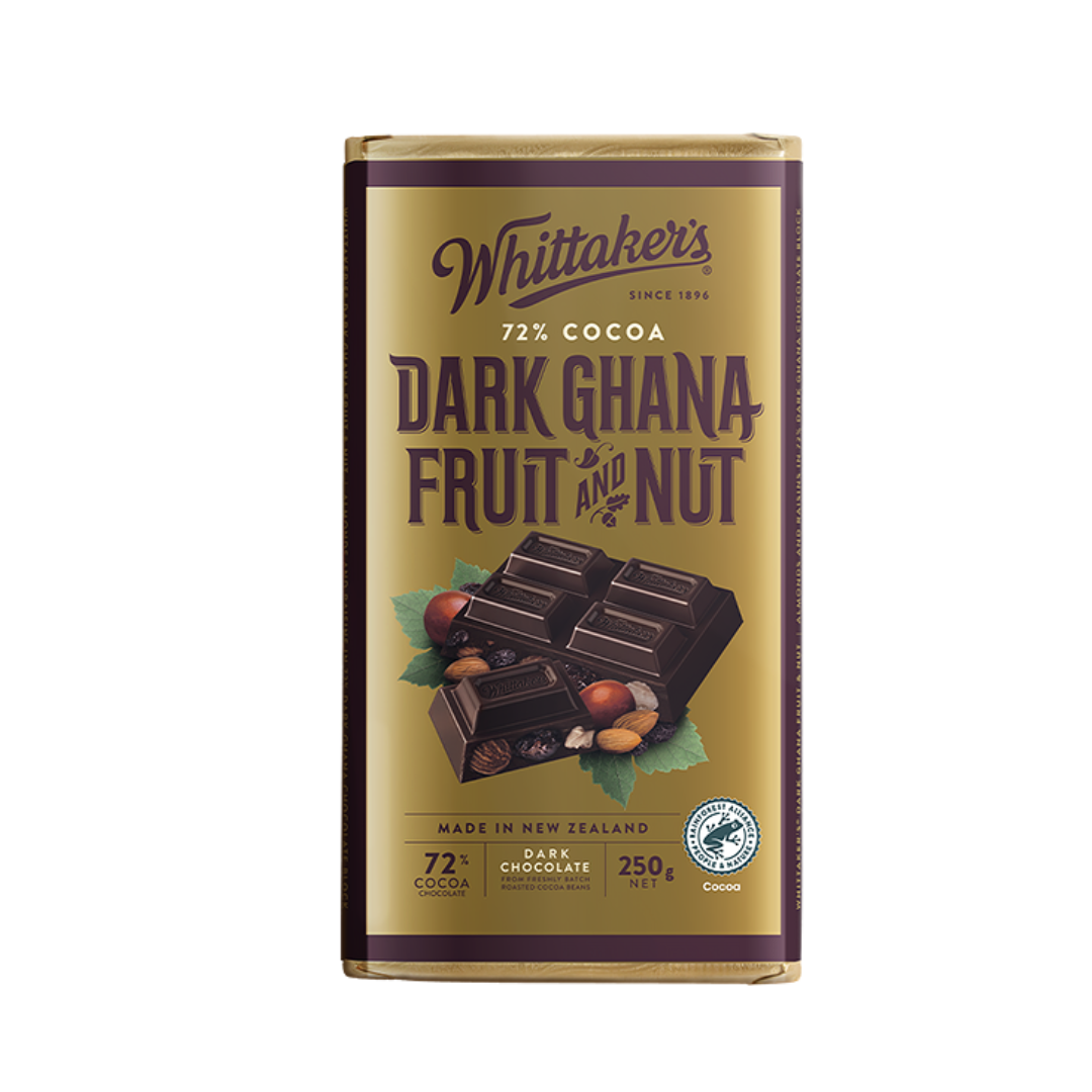 Whittaker's Chocolates - Classic Blocks - Dark Ghana Fruit and Nut (72% Cocoa)